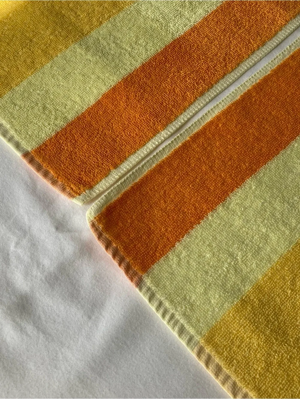 Vintage 1970s Utica, J P Stevens Orange & Yellow Stripe Bath Towels & Washcloths
